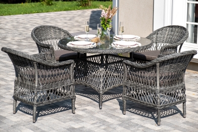 "Дольче" обеденная группа из искусственного ротанга, цвет графит