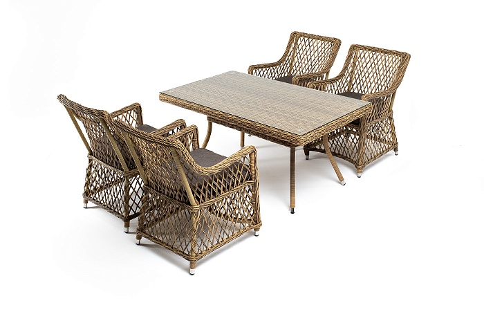 Латте–140 L обеденная группа плетеная, цвет соломенный - фото 4