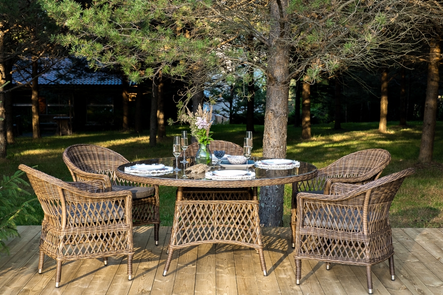 Эспрессо-150 S обеденная группа плетеная, цвет коричневый - фото 1