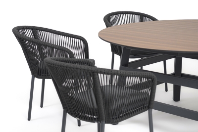 "Рио" обеденная группа на 6 персон, стол HPL "дуб", цвет темно-серый