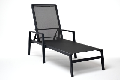 "Парма" шезлонг из алюминия темно-серый (RAL7024) муар, ткань текстилен темно-серая