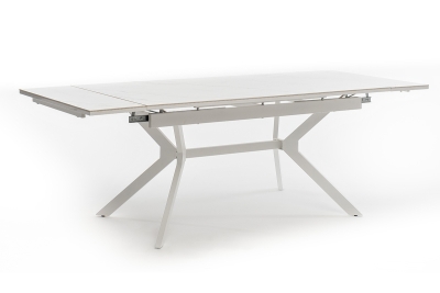 "Меркурий" стол интерьерный раздвижной обеденный из керамики, цвет белый глянцевый