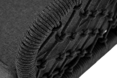 "Канны" диван 2-местный плетеный из роупа (узелки), каркас алюминий темно-серый (RAL7024) муар, роуп темно-серый круглый, ткань темно-серая 027 "Канны" диван 2-местный плетеный из роупа (узелки), каркас алюминий темно-серый (RAL7024) муар, роуп темно-серый круглый, ткань темно-серая 027