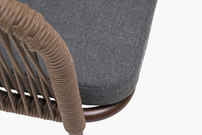 "Марсель" стул плетеный из роупа, каркас алюминий коричневый (RAL8016) муар, роуп коричневый круглый, ткань темно-серая 027 Марсель стул плетеный из роупа, каркас алюминий коричневый (RAL8016) муар, роуп коричневый круглый, ткань темно-серая 027 - фото 6