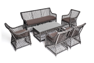 "Асти" лаунж-зона из искусственного ротанга на 6 персоны, цвет графит "Асти" лаунж-зона из искусственного ротанга на 6 персоны, цвет графит