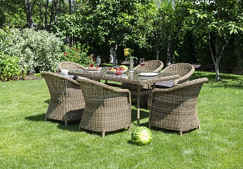 "Эспрессо" обеденная группа плетеная, цвет соломенный "Эспрессо" обеденная группа плетеная, цвет соломенный