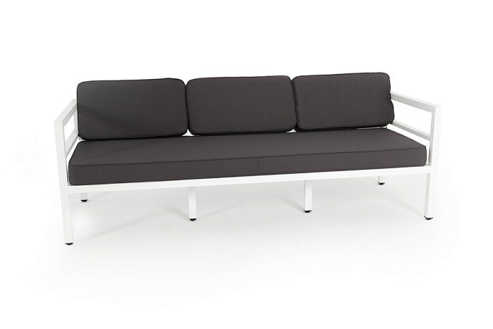 Эстелья диван 3-местный, каркас алюминий белый муар, ткань темно-серая 027 - фото 3