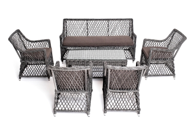 "Асти" лаунж-зона из искусственного ротанга на 6 персоны, цвет графит "Асти" лаунж-зона из искусственного ротанга на 6 персоны, цвет графит