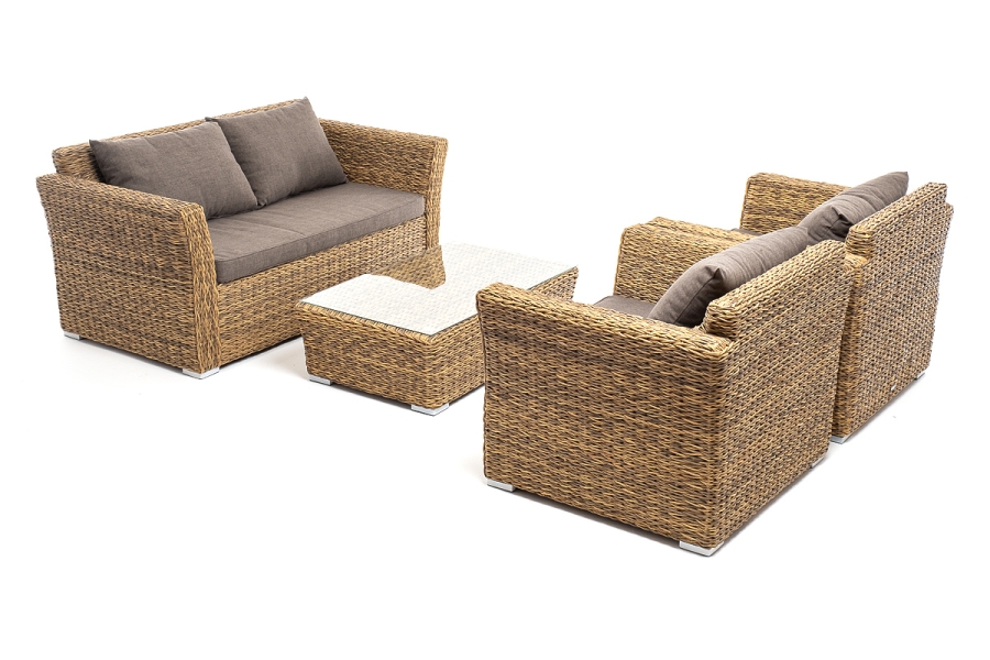 Капучино Сингл лаунж-зона из искусственного ротанга (гиацинт), цвет соломенный - фото 15