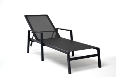 "Парма" шезлонг из алюминия темно-серый (RAL7024) муар, ткань текстилен темно-серая