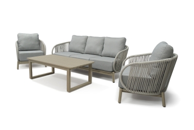 "Прато" лаунж-зона из искусственного ротанга на 5 персон, цвет светло-серый