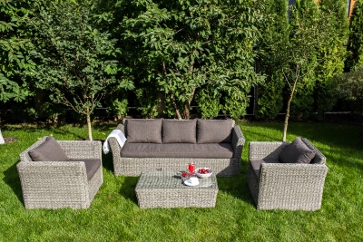 "Капучино" лаунж-зона из искусственного ротанга (гиацинт), цвет серый