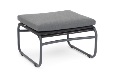 "Ането" пуф плетеный из роупа, каркас алюминий темно-серый (RAL7024) муар, роуп темно-серый круглый