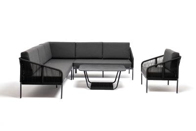 "Канны" модульная угловая лаунж-зона из роупа (веревки), цвет темно-серый