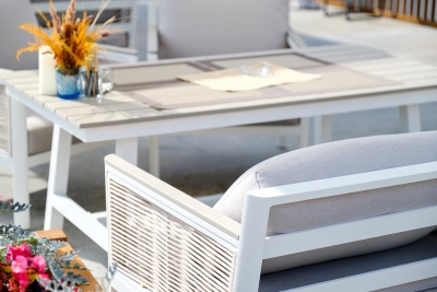 "Сан Ремо" стол обеденный из ДПК, каркас алюминиевый "Сан Ремо" стол обеденный из ДПК, каркас алюминиевый