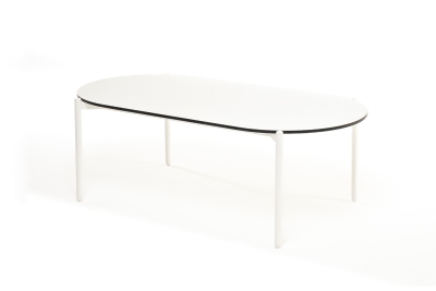 "Диего" журнальный стол из HPL 120х60 H40, каркас белый муар, цвет "молочный"