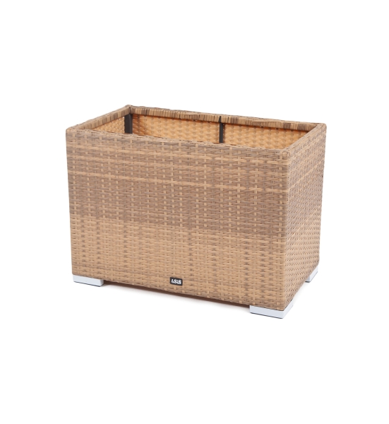 Лунго кашпо для цветов большое плетеное из искусственного ротанга, цвет соломенный - фото 1