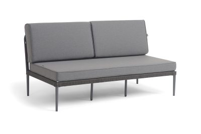 "Канны" прямой модуль плетеный из роупа, каркас алюминий темно-серый (RAL7024) муар, роуп темно-серый круглый, ткань темно-серая 027, L160