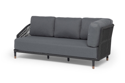 "Верона" правый-угол модуль плетеный из роупа, каркас алюминий темно-серый (RAL7024) муар, роуп темно-серый круглый, ткань темно-серая 027, L220х89