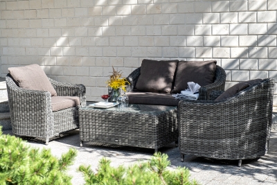 "Кон Панна" лаунж-зона из искусственного ротанга, цвет графит "Кон Панна" лаунж-зона из искусственного ротанга, цвет графит