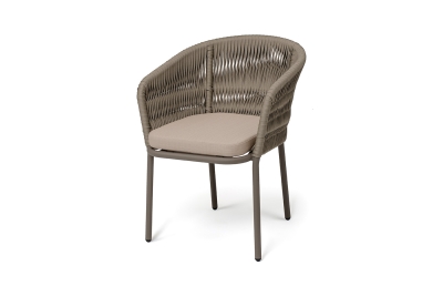 "Бордо" стул плетеный из роупа (колос), каркас алюминий бежево-серый (RAL7006) муар, роуп серо-коричневый 23мм, ткань Mossle бежевая "Бордо" стул плетеный из роупа (колос), каркас алюминий бежево-серый (RAL7006) муар, роуп серо-коричневый 23мм, ткань Mossle бежевая