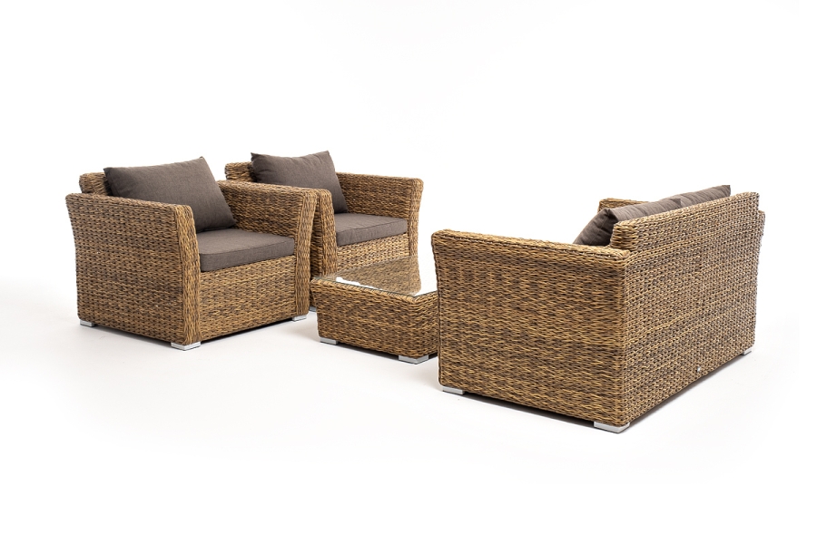 Капучино Сингл лаунж-зона из искусственного ротанга (гиацинт), цвет соломенный - фото 16