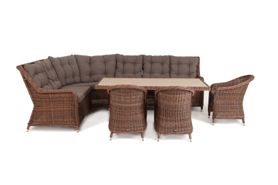 "Бергамо" обеденная группа угловая из искусственного ротанга, цвет коричневый "Бергамо" обеденная группа угловая из искусственного ротанга, цвет коричневый
