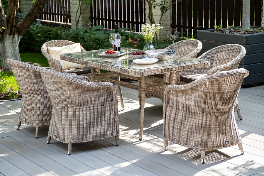 Равенна плетеное кресло из искусственного ротанга, цвет бежевый - фото 10