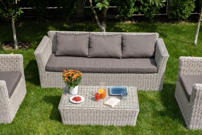 "Капучино" диван из искусственного ротанга трехместный, цвет бежевый "Капучино" диван из искусственного ротанга трехместный, цвет бежевый