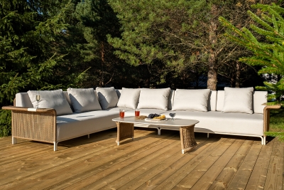 "Мальдивы" трансформирующаяся лаунж-зона из искусственного ротанга, цвет соломенный