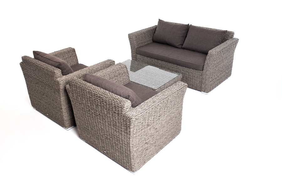 Капучино сингл лаунж-зона из искусственного ротанга (гиацинт), цвет серый - фото 7