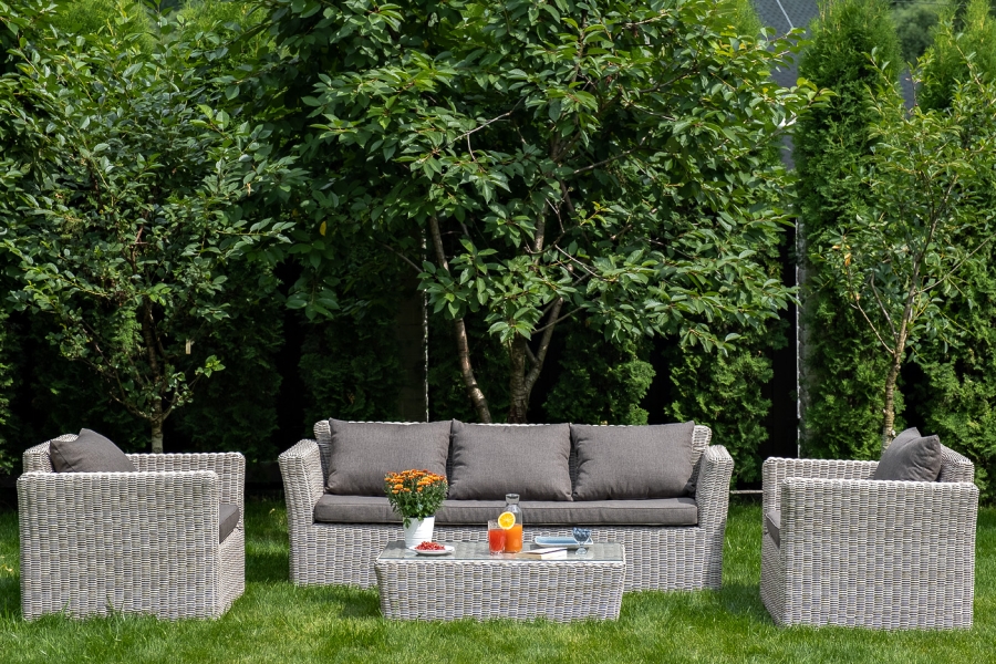 Капучино лаунж-зона из искусственного ротанга, цвет бежевый - фото 3