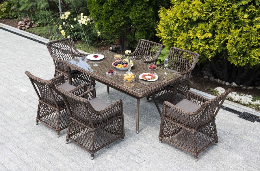 Латте обеденная группа плетеная, цвет коричневый - фото 2
