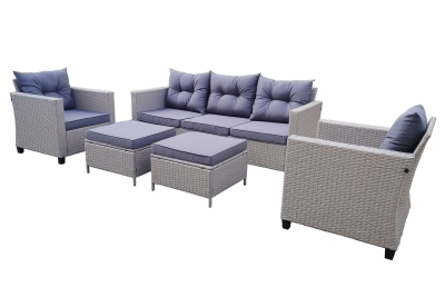 "Бостон" лаунж-зона из искусственного ротанга, цвет серый