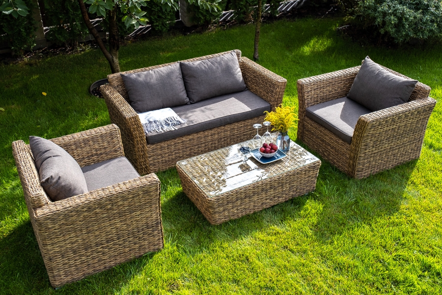 Капучино кресло из искусственного ротанга (гиацинт), цвет соломенный - фото 11