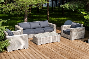 "Боно" лаунж-зона из искусственного ротанга, цвет бежевый