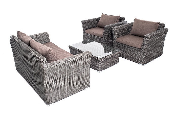 Капучино сингл лаунж-зона из искусственного ротанга, цвет графит - фото 16