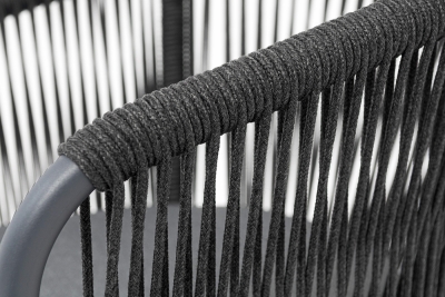 "Романо" стул плетеный из роупа, каркас алюминий темно-серый (RAL7024) муар, роуп темно-серый круглый, ткань темно-серая 027