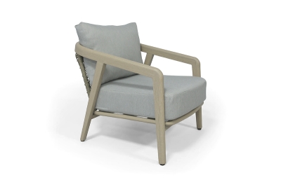 "Брюссель" кресло из искусстенного ротанга, цвет серый, каркас под дерево (холодно-бежевый)