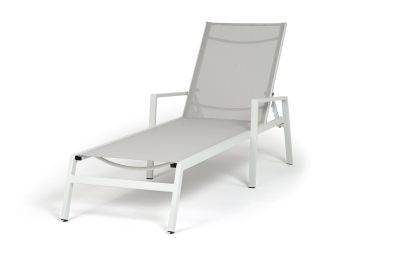 "Парма" шезлонг, каркас алюминий светло-серый (RAL7035) муар, ткань текстилен светло-серая
