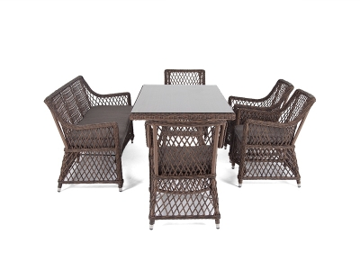 "Катания" обеденная группа плетеная на 6 персон, цвет коричневый "Катания" обеденная группа плетеная на 6 персон, цвет коричневый