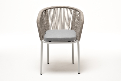 "Марсель" стул плетеный из роупа, каркас алюминий светло-серый (RAL7035) муар, роуп серый меланж круглый, ткань светло-серая "Марсель" стул плетеный из роупа, каркас алюминий светло-серый (RAL7035) муар, роуп серый меланж круглый, ткань светло-серая