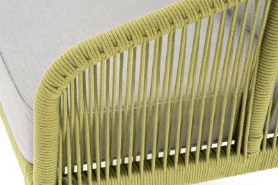 "Канны" диван 2-местный плетеный из роупа, каркас алюминий светло-серый (RAL7035) муар, роуп салатовый меланж круглый, ткань светло-серая "Канны" диван 2-местный плетеный из роупа, каркас алюминий светло-серый (RAL7035) муар, роуп салатовый меланж круглый, ткань светло-серая