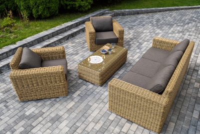 "Боно" лаунж-зона из искусственного ротанга, цвет соломенный  "Боно" лаунж-зона из искусственного ротанга, цвет соломенный