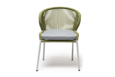 "Милан" стул плетеный из роупа, каркас алюминий светло-серый (RAL7035) муар, роуп салатовый меланж круглый, ткань светло-серая "Милан" стул плетеный из роупа, каркас алюминий светло-серый (RAL7035) муар, роуп салатовый меланж круглый, ткань светло-серая