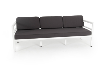 "Эстелья" диван 3-местный, каркас алюминий белый муар, ткань темно-серая 027
