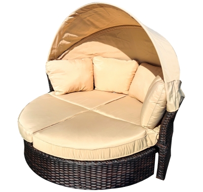 "Амальфи" плетеная кровать-трансформер, цвет коричневый, подушки бежевые