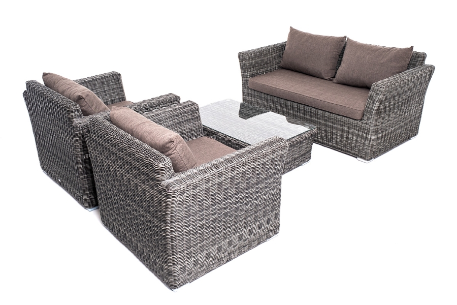 Капучино сингл лаунж-зона из искусственного ротанга, цвет графит - фото 15