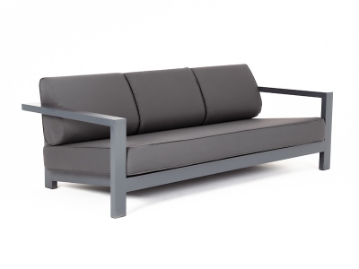 "Гранада" диван 3-местный, каркас алюминий темно-серый (RAL7024) шагрень, ткань темно-серая 027 "Гранада" диван 3-местный, каркас алюминий темно-серый (RAL7024) шагрень, ткань темно-серая 027