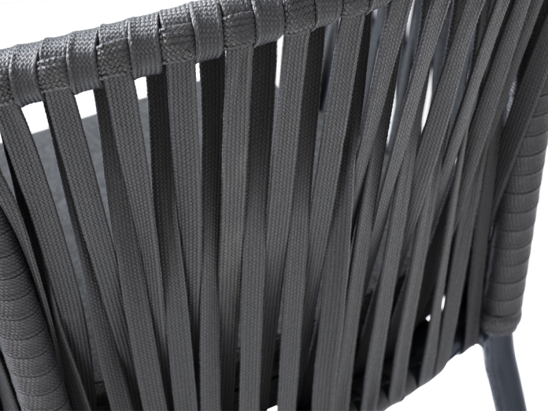 Бордо стул барный плетеный из роупа, каркас из стали темно-серый (RAL7024) муар, роуп серый 15мм, ткань темно-серая 027 - фото 6